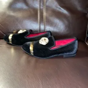 Meijiana | Shoes | Meijiani Lions Head Black Velour Loafers 
